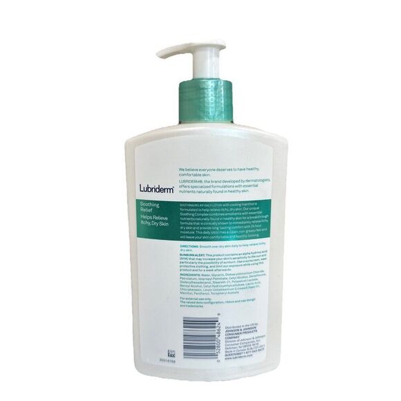 Lubriderm Soothing Relief Daily Lotion Cooling Itchy Dry Skin 13.5 fl oz - Picture 2 of 3